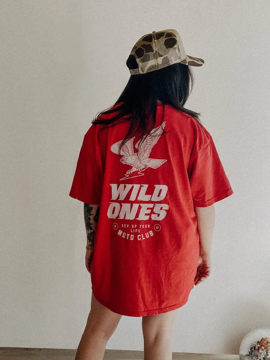 Wild Ones Moto Club Printed Oversized Unisex T-shirts