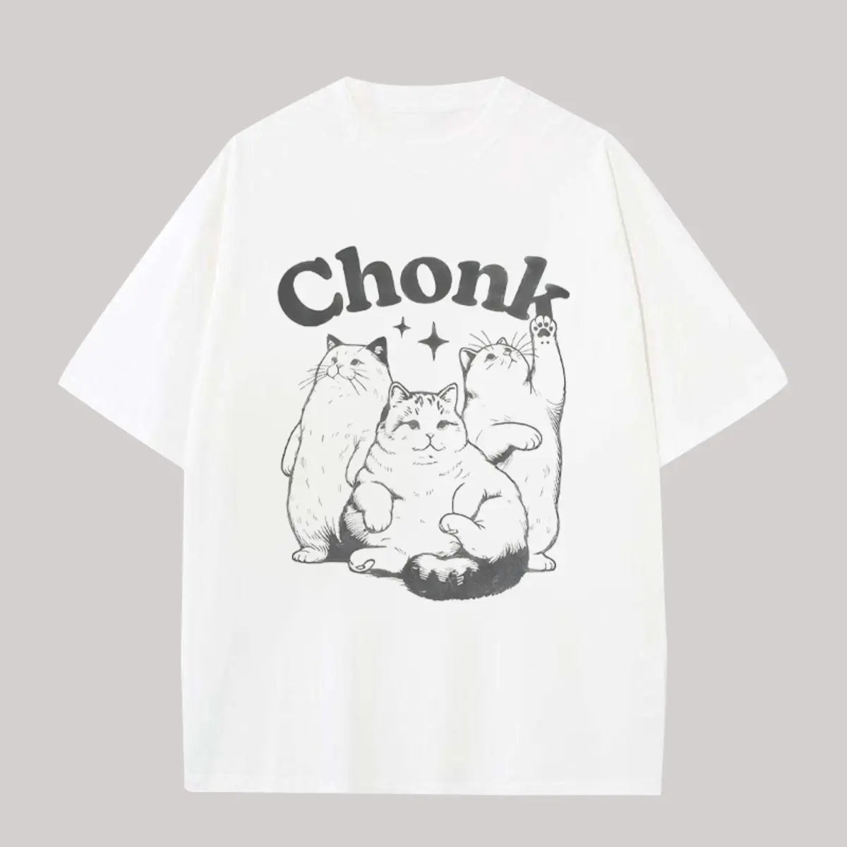 Vintage Funny Chonk Cat Printed Oversized Unisex T-shirts