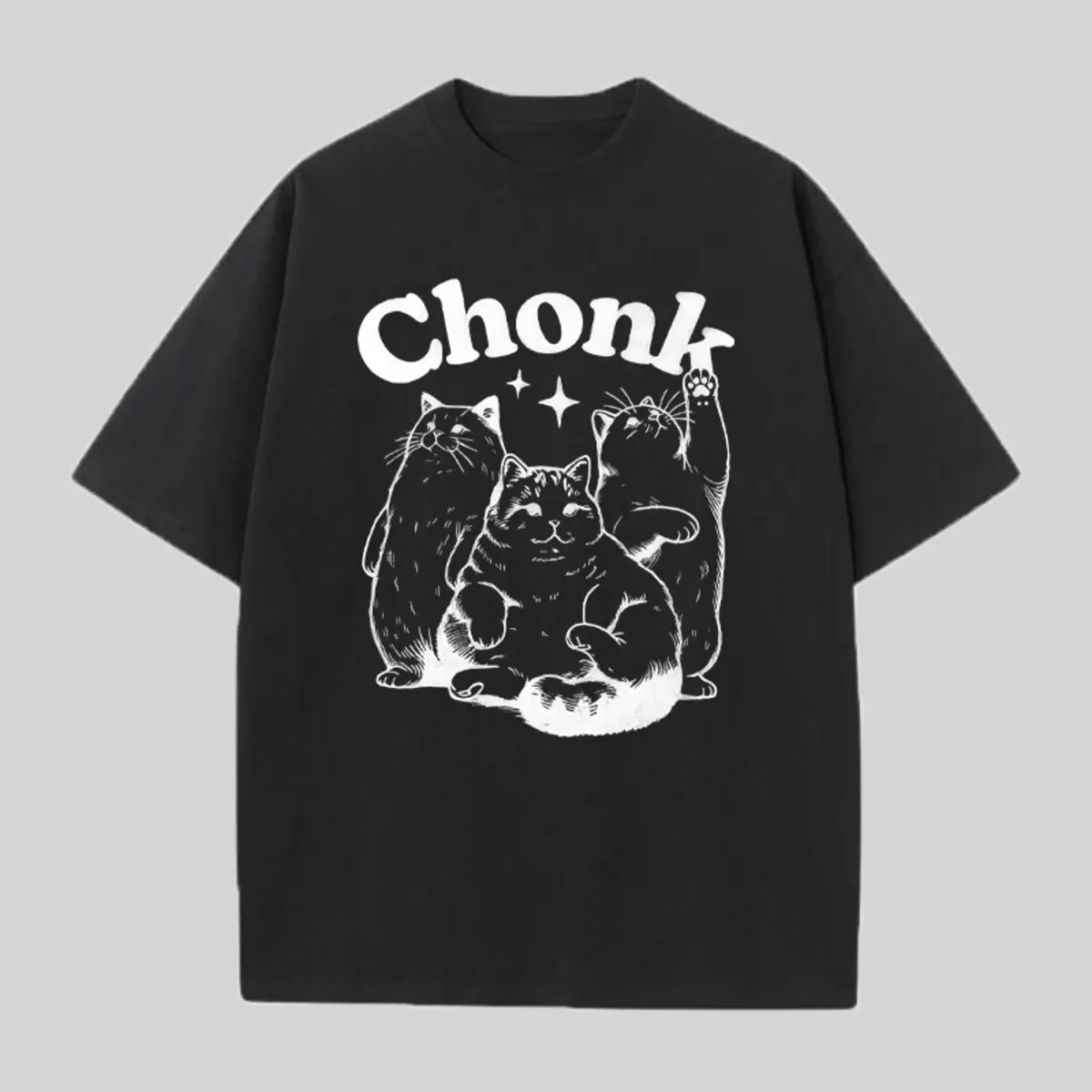 Vintage Funny Chonk Cat Printed Oversized Unisex T-shirts