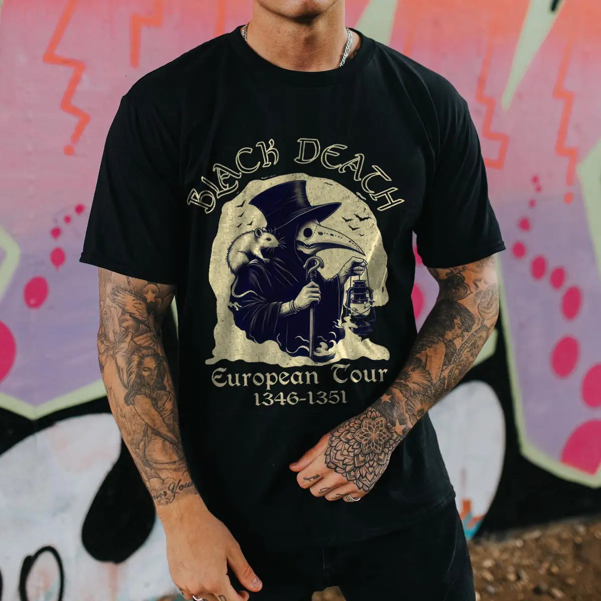 Black Death European Tour Tour Printed Men's T-Shirt