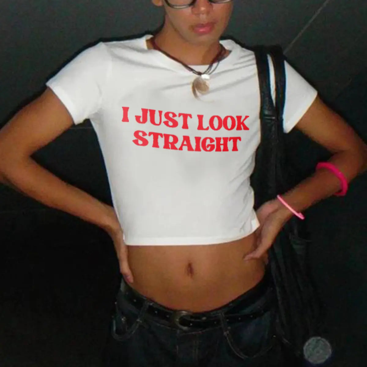 I Just Look Straight Printed Baby Tee