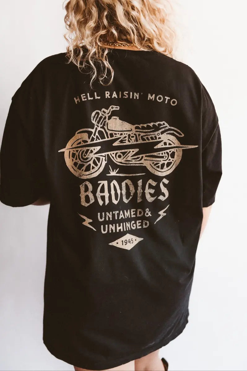 Hell Raisin' Moto Baddies Printed Oversized Unisex T-shirts