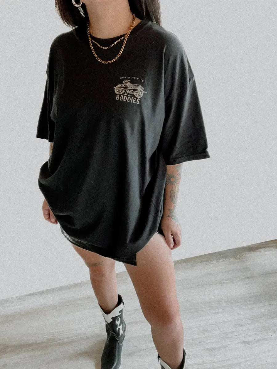 Hell Raisin' Moto Baddies Printed Oversized Unisex T-shirts