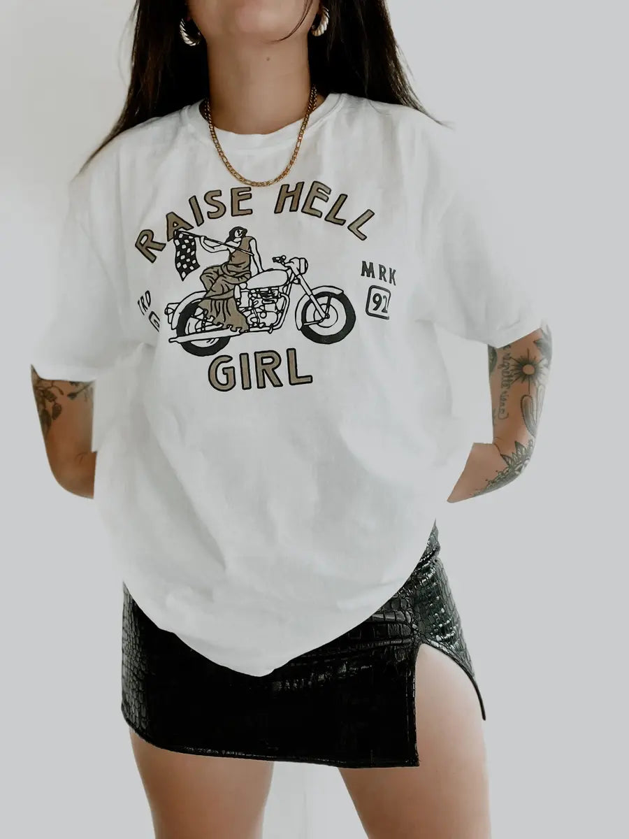 Raise Hell Girl Printed Oversized Unisex T-shirts