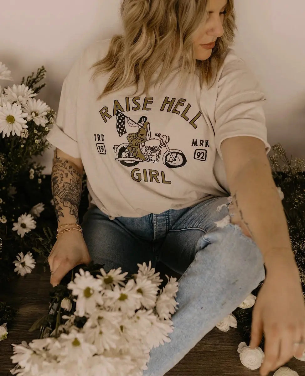 Raise Hell Girl Printed Oversized Unisex T-shirts