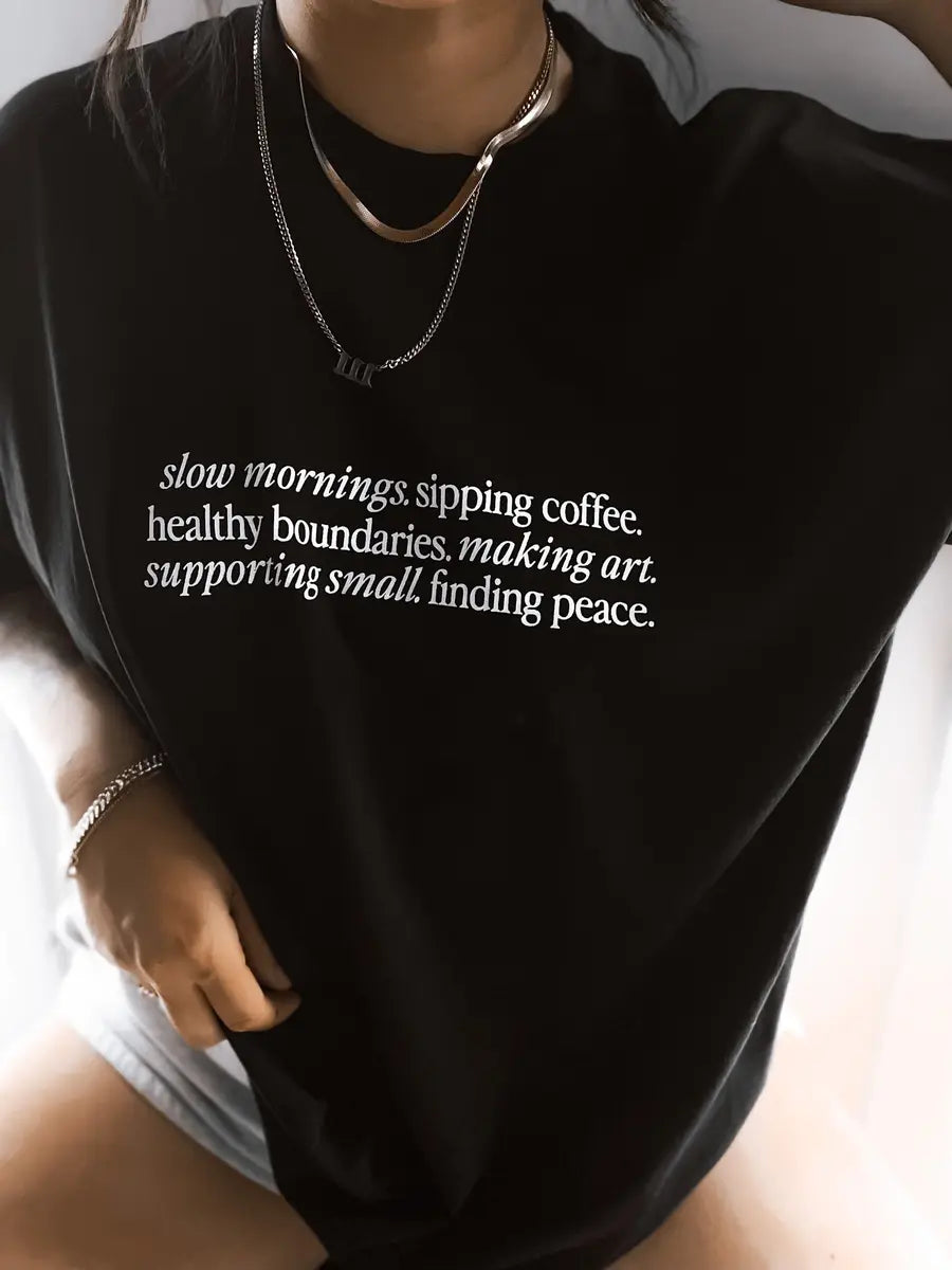 Slow Mornings Printed Oversized Unisex T-shirts