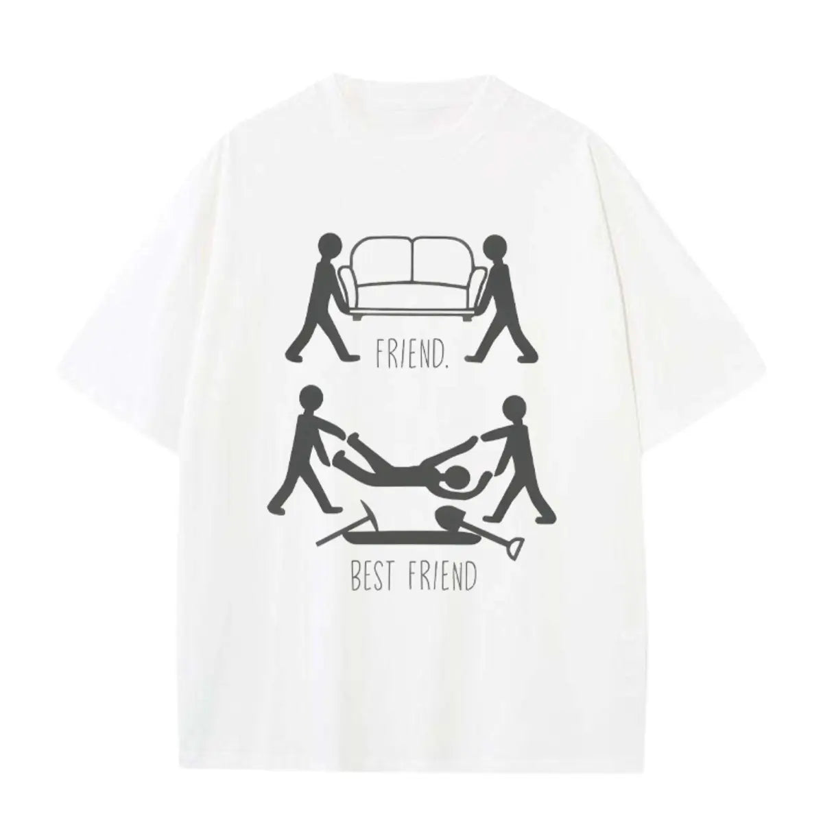 Vintage Friend Vs Best Friend Printed Oversized Unisex T-shirts