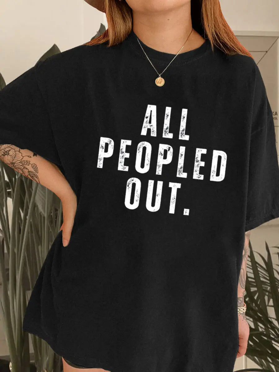 Vintage All Peopled Out Printed Oversized Unisex T-shirts