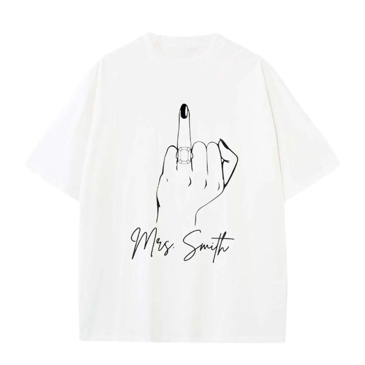 Custom Bride Mrs. Last Name Printed Oversized Unisex T-shirts