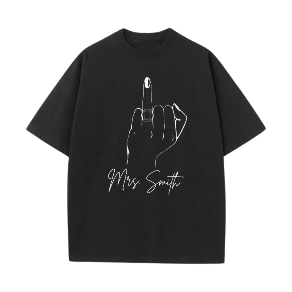 Custom Bride Mrs. Last Name Printed Oversized Unisex T-shirts