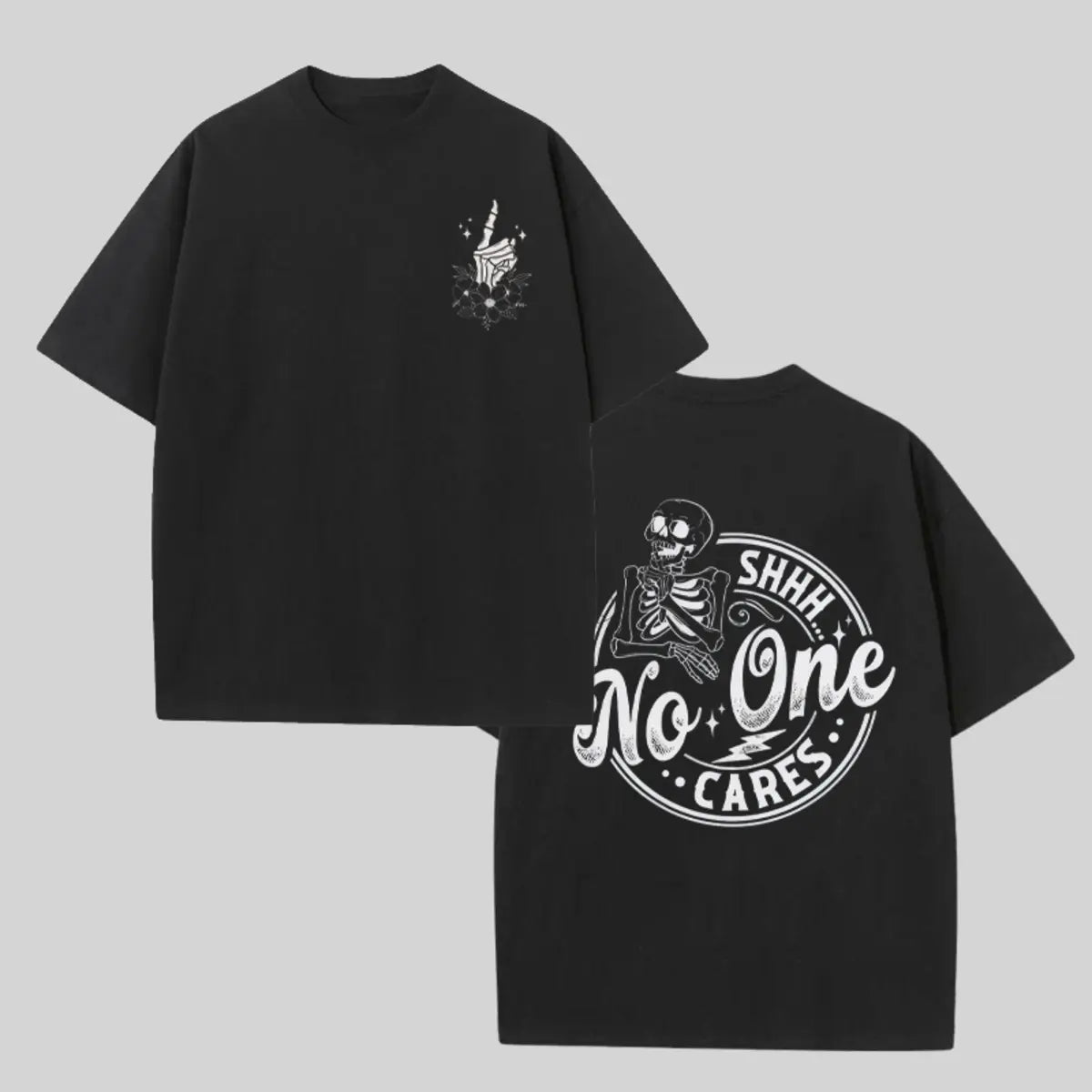 Vintage Shhh... No One Cares Printed Oversized Unisex T-shirts