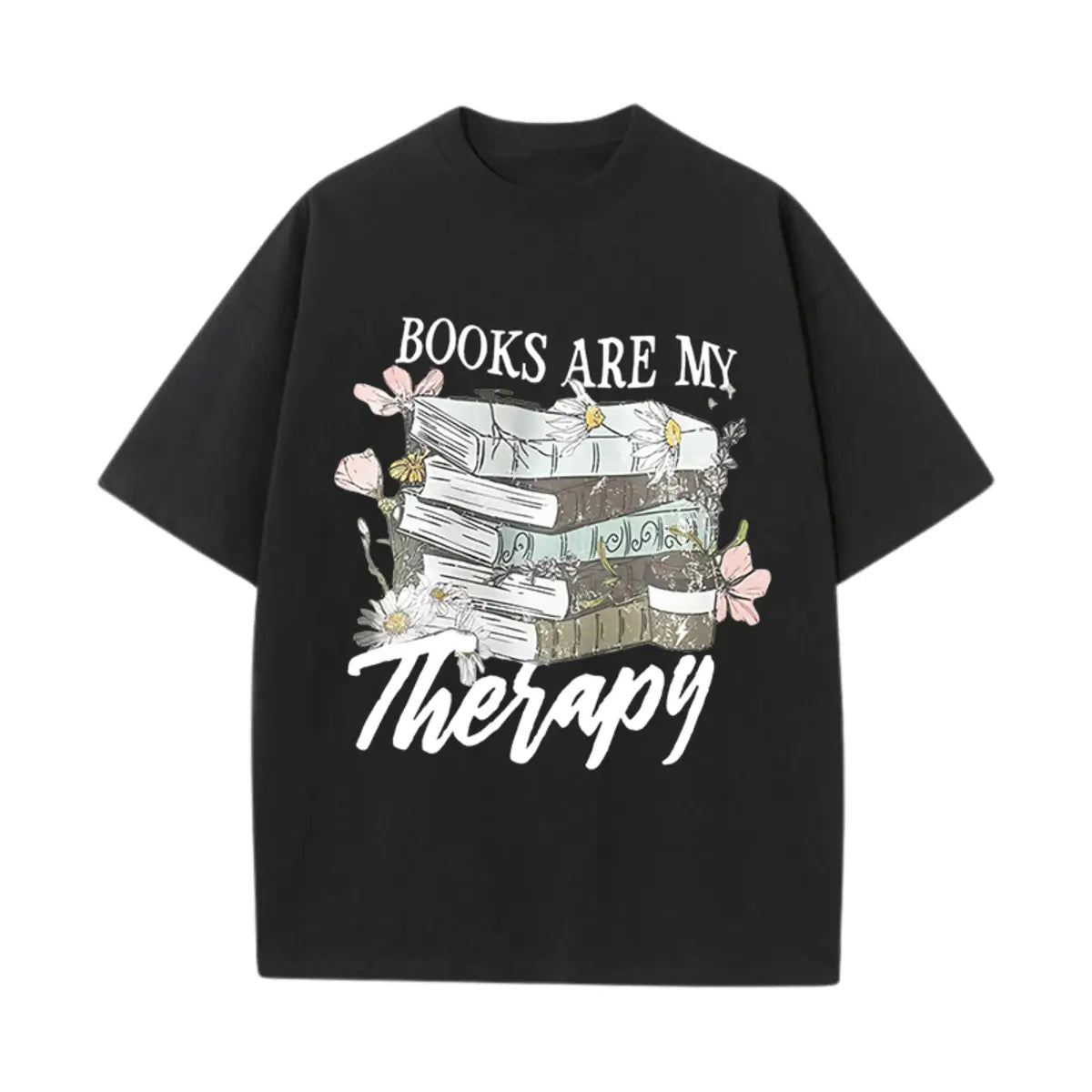 Vintage Books Are My Therapy Printed Oversized Unisex T-shirts