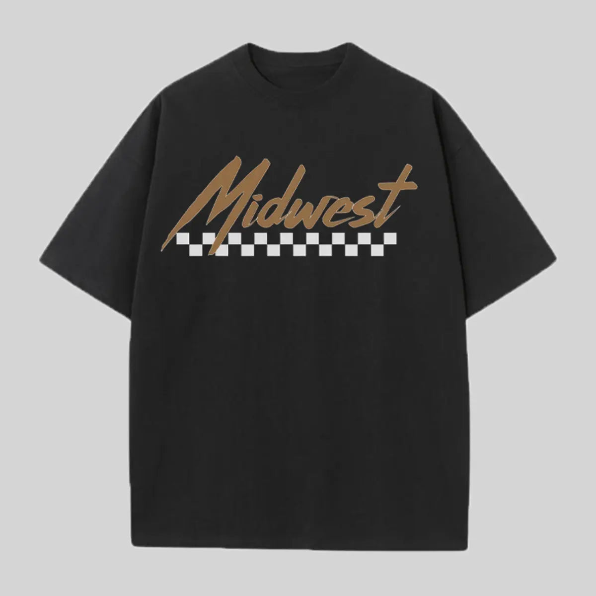 Midwest Checkered Printed Oversized Unisex T-shirts