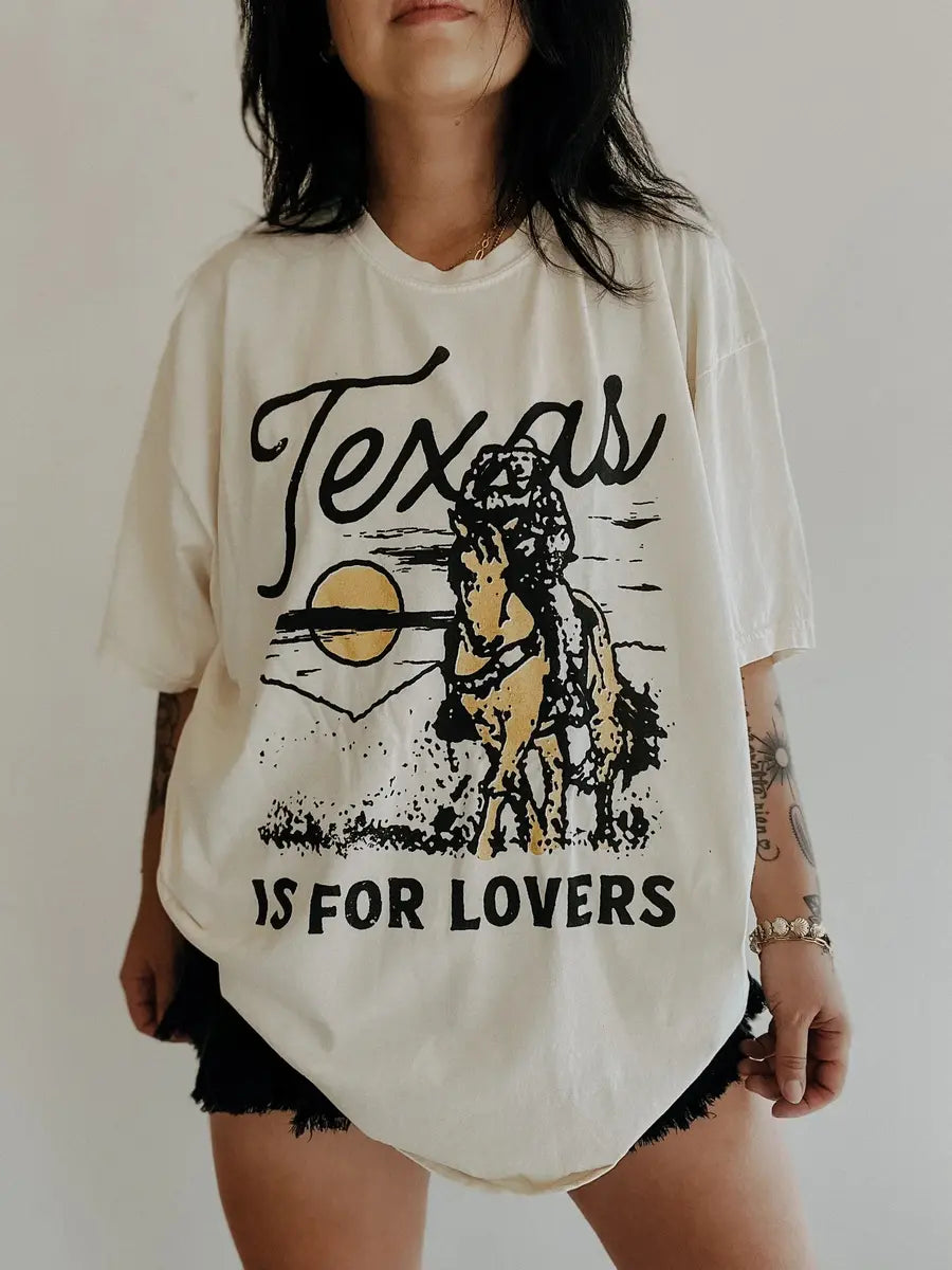 Texas Is For Lovers Printed Oversized Unisex T-shirts