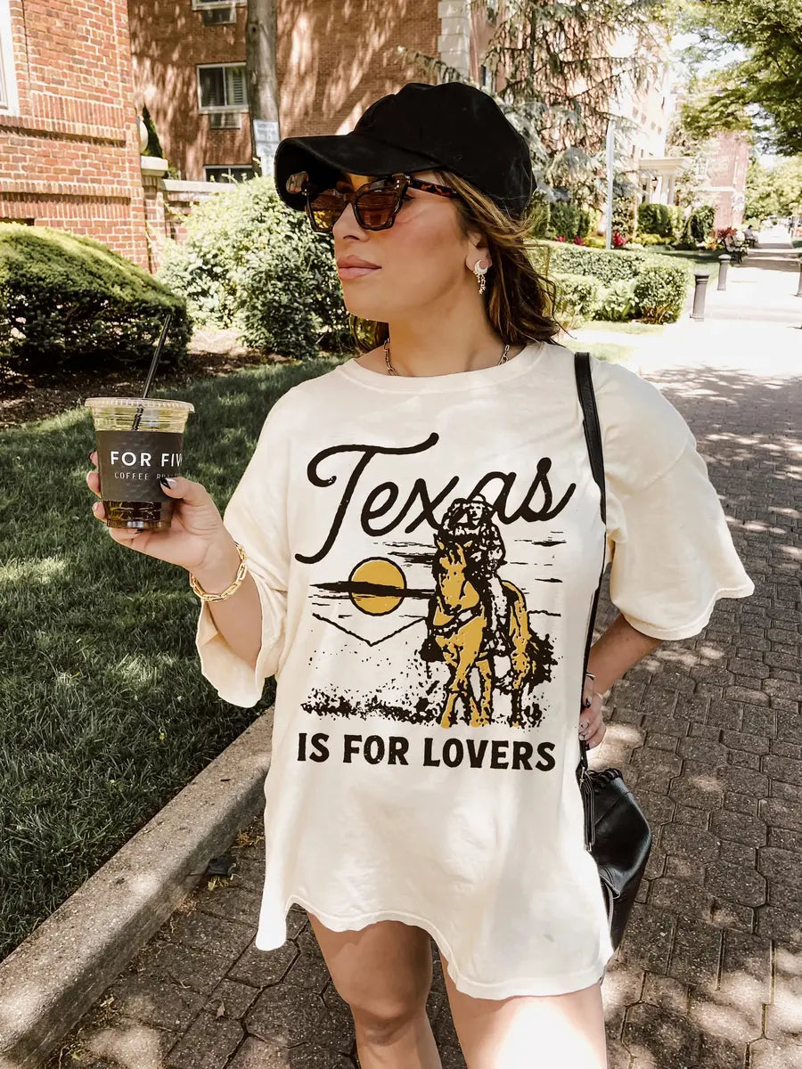 Texas Is For Lovers Printed Oversized Unisex T-shirts