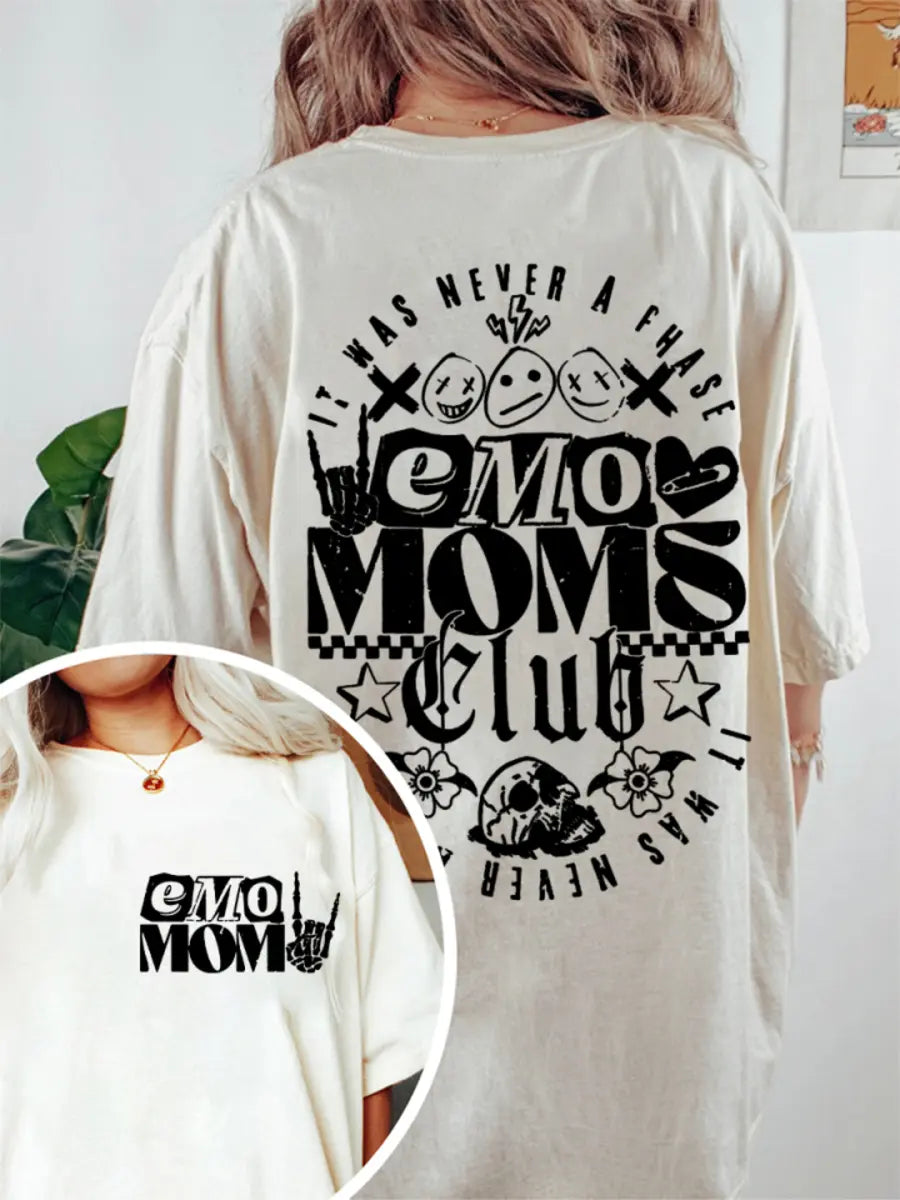 Vintage Emo Moms Club Printed Oversized Unisex T-shirts