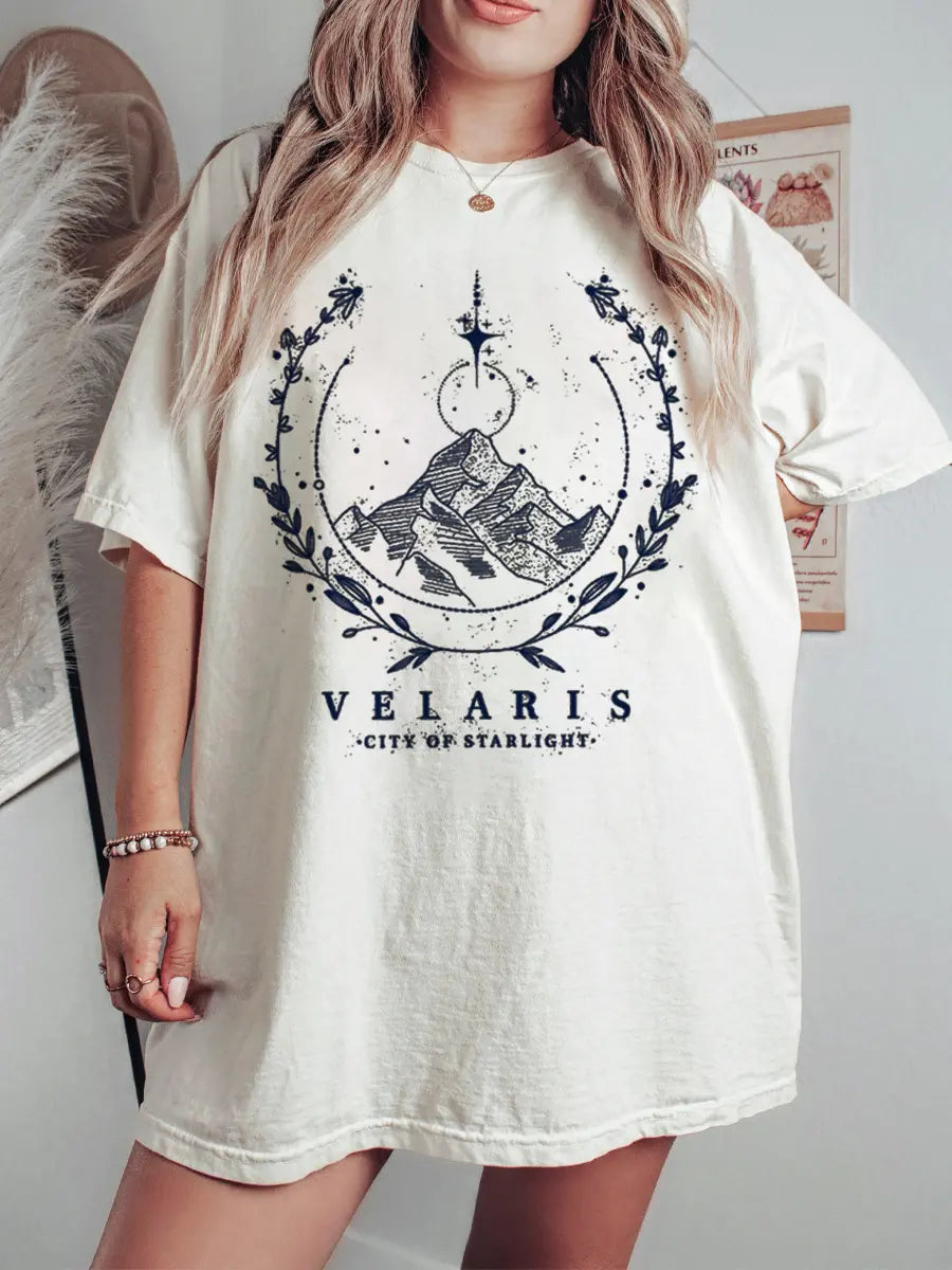 Vintage Style Velaris Book Printed Oversized Unisex T-shirts