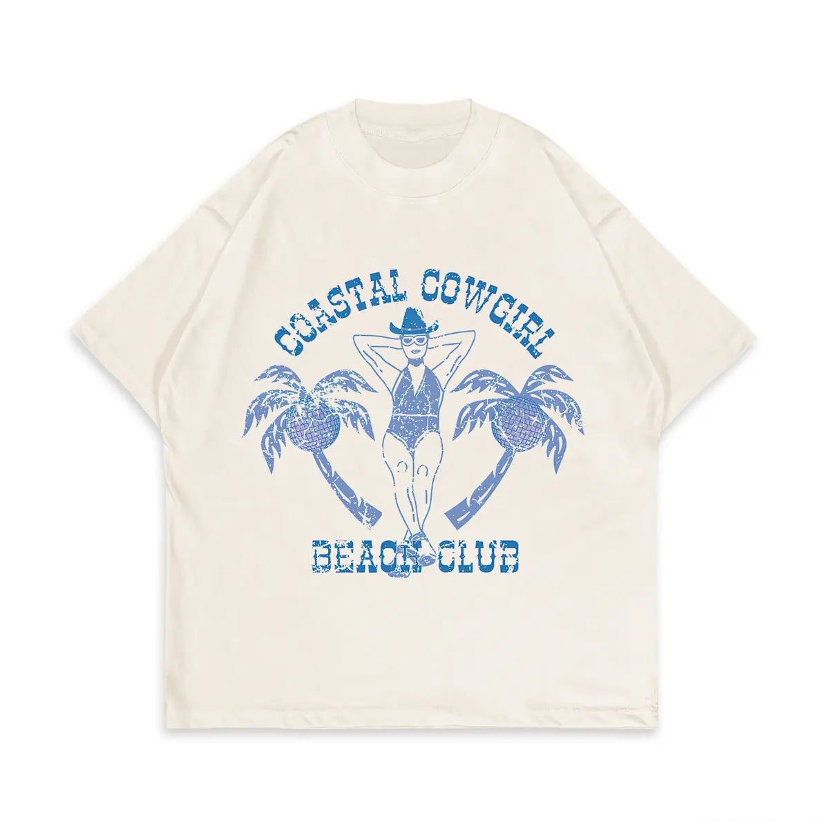 Coastal Cowgirl Beach Club Printed Oversized Unisex T-shirts