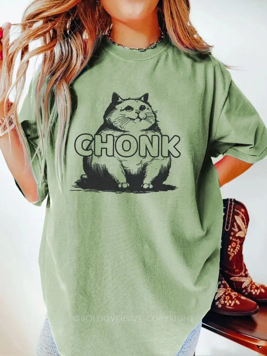 Vintage Chonk Cat Funny Printed Oversized Unisex T-shirts