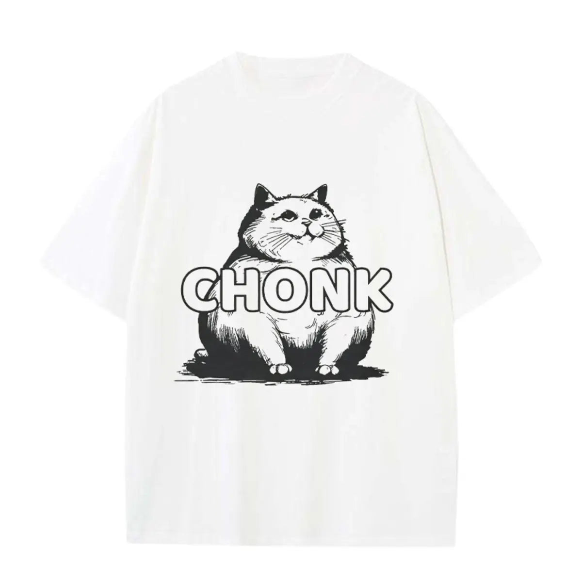 Vintage Chonk Cat Funny Printed Oversized Unisex T-shirts