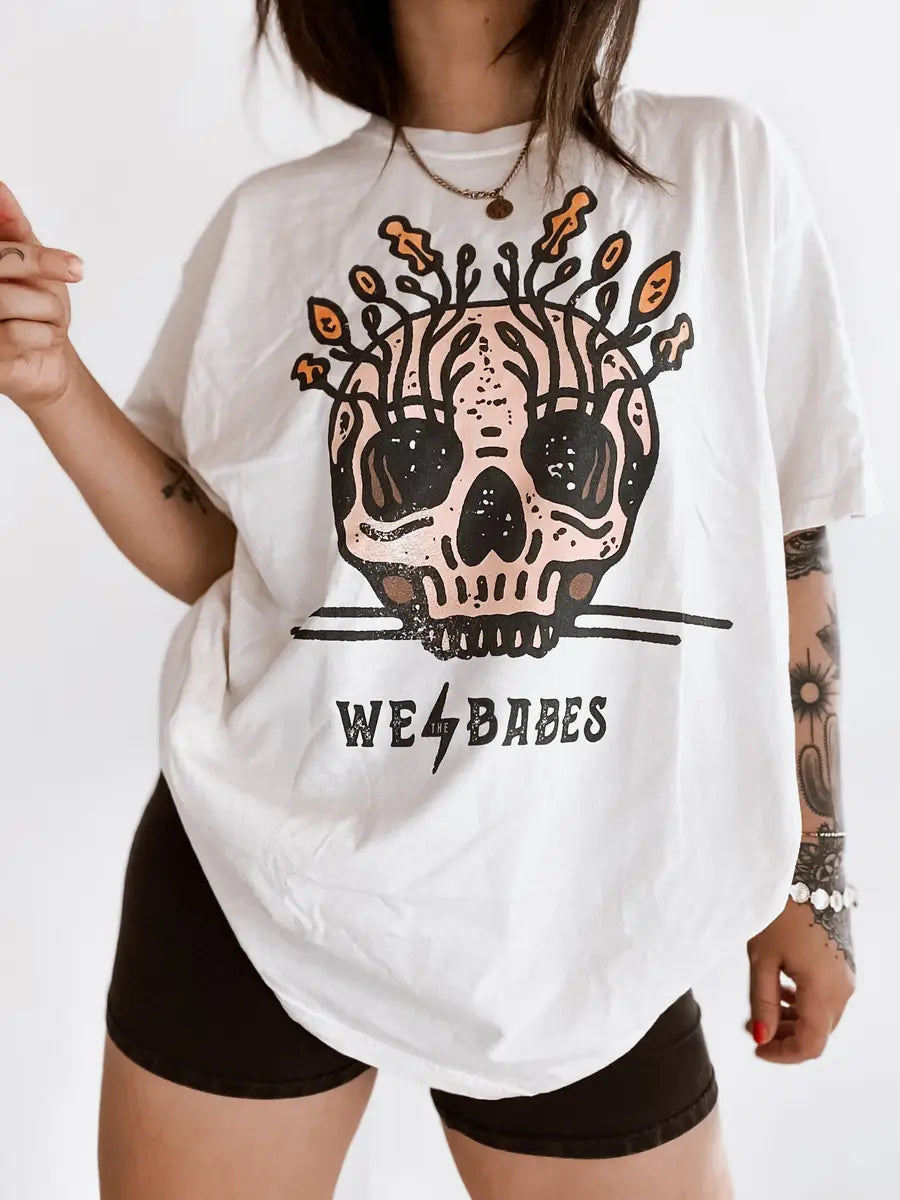 We The Babes Skull Printed Oversized Unisex T-shirts