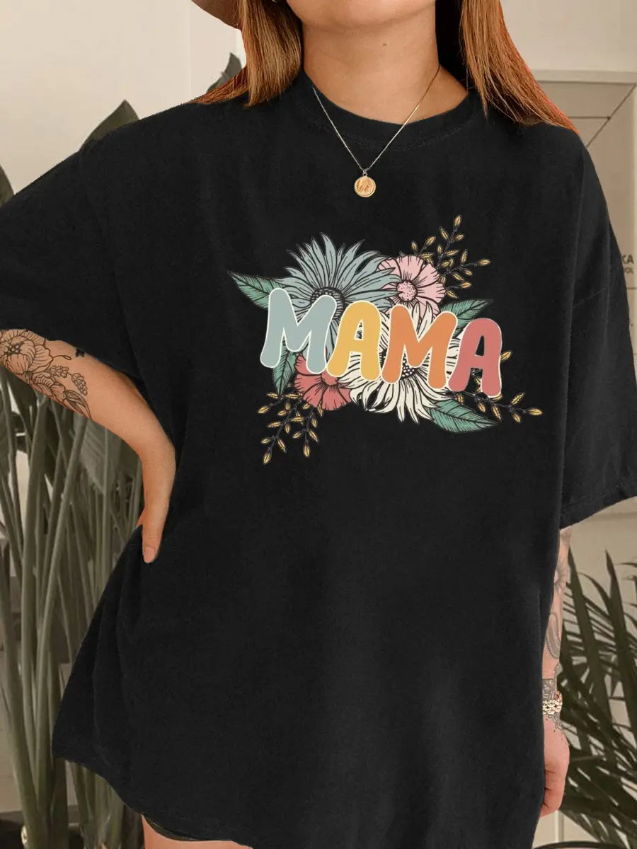 Vintage Mama Flowers Printed Oversized Unisex T-shirts