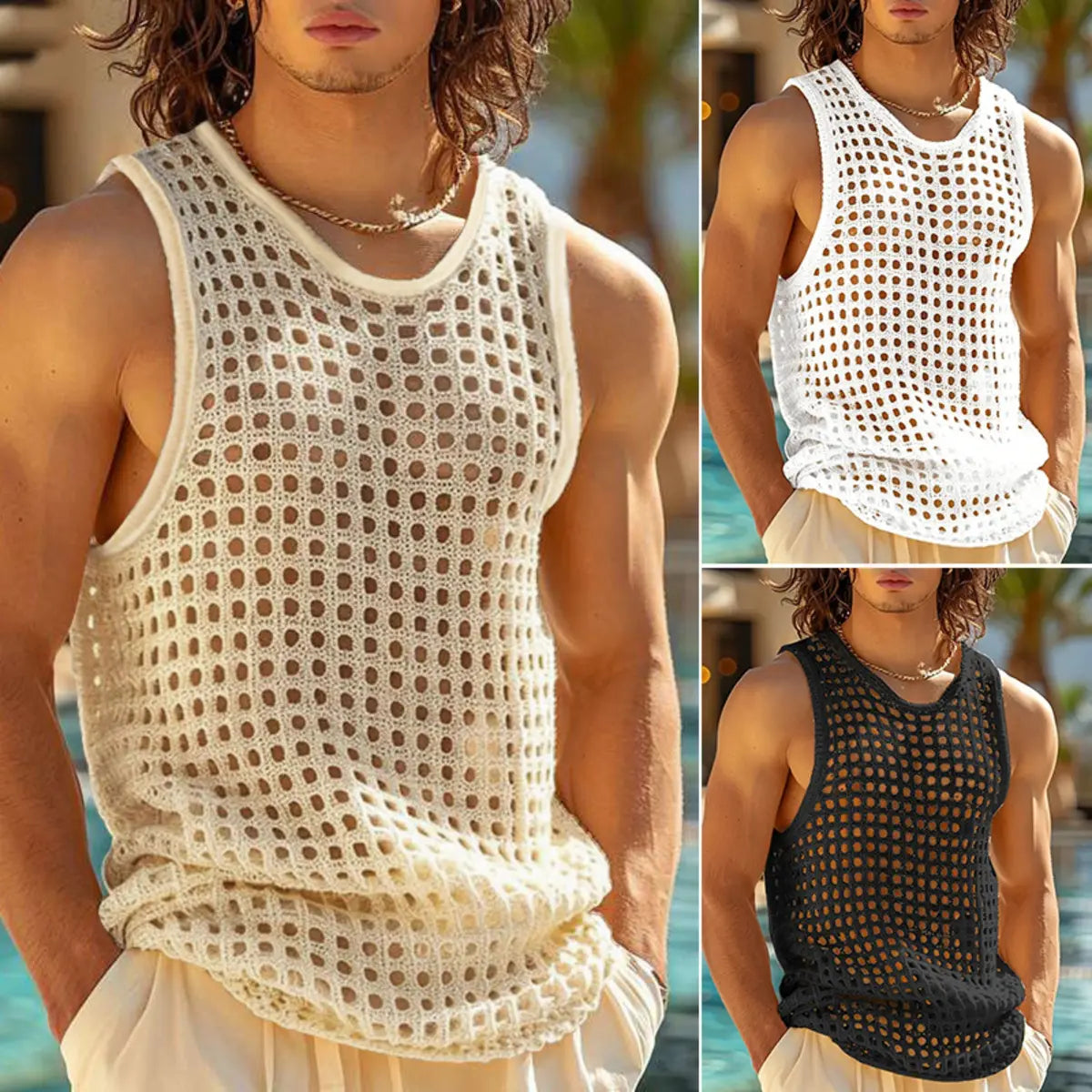 Fitness Sports Mesh Sexy Knit Men's Vest