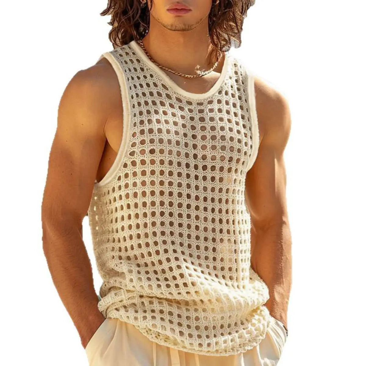 Fitness Sports Mesh Sexy Knit Men's Vest