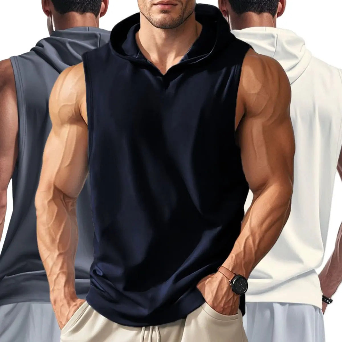 Casual Quick Dry Slim Fit Men's Sleeveless Hoodie