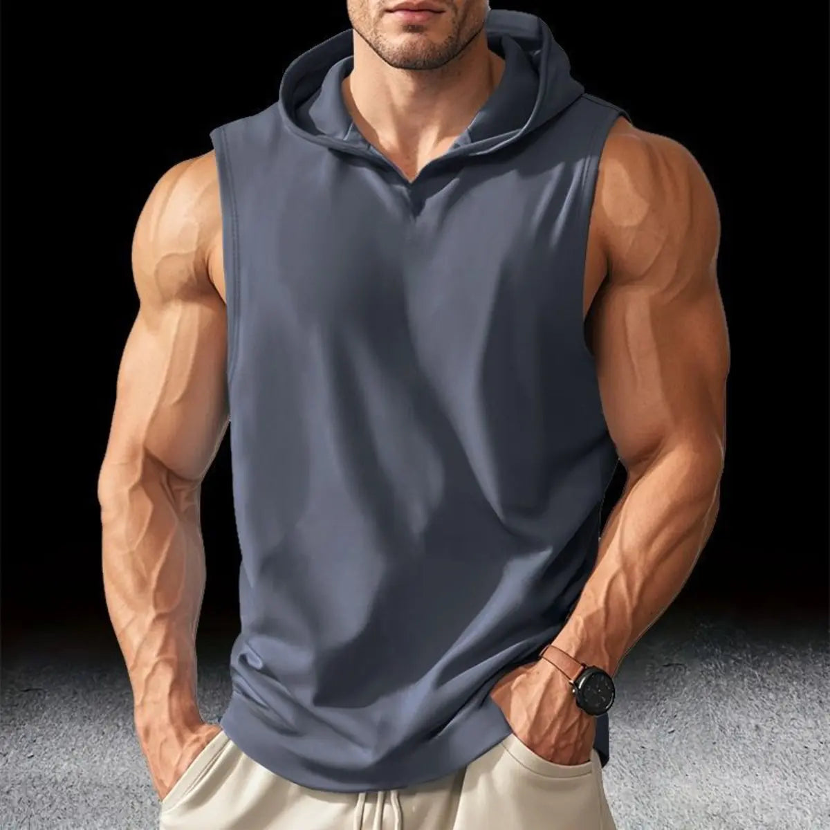 Casual Quick Dry Slim Fit Men's Sleeveless Hoodie