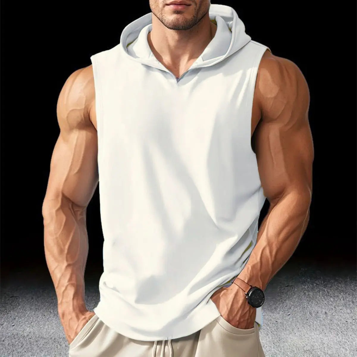 Casual Quick Dry Slim Fit Men's Sleeveless Hoodie