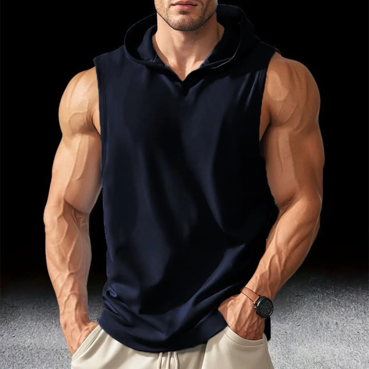 Casual Quick Dry Slim Fit Men's Sleeveless Hoodie