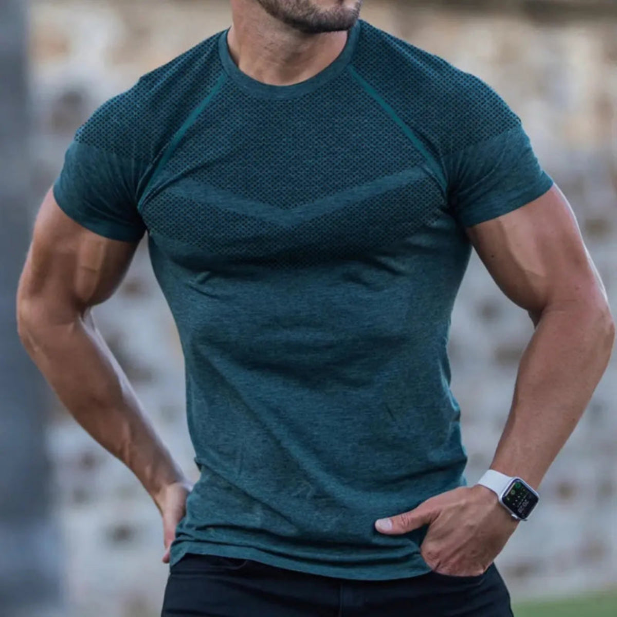 Summer Fitness Stretch Short Sleeve Men's T-Shirt