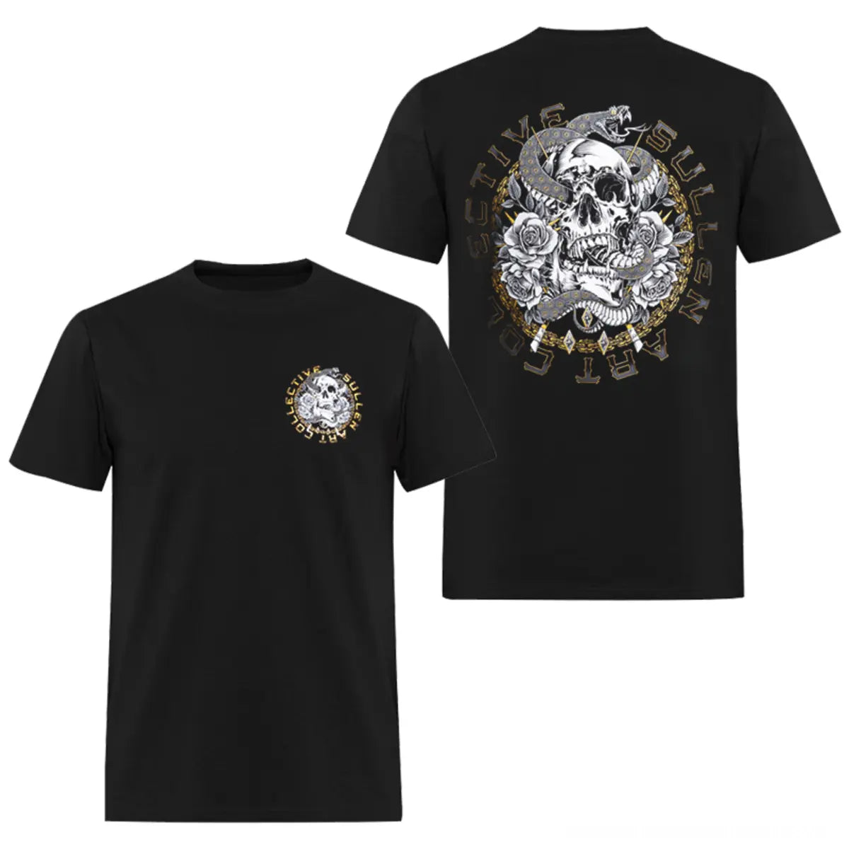 Floral Snake Skull Printed Men's T-shirt
