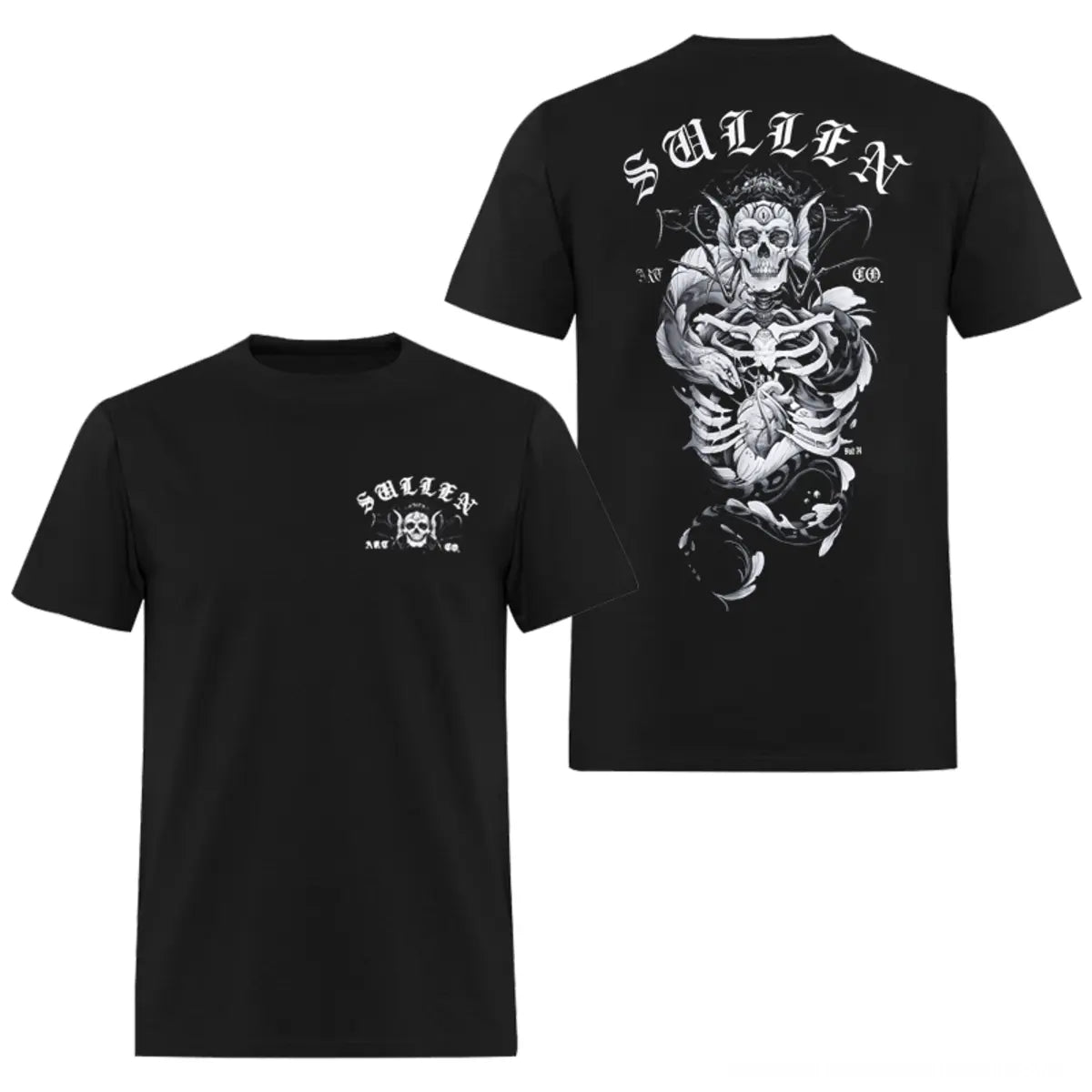Mermaid Skull Printed Men's T-shirt