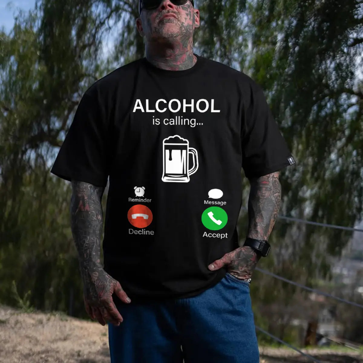 Alcohol Is Calling Printed Oversized Unisex T-shirts