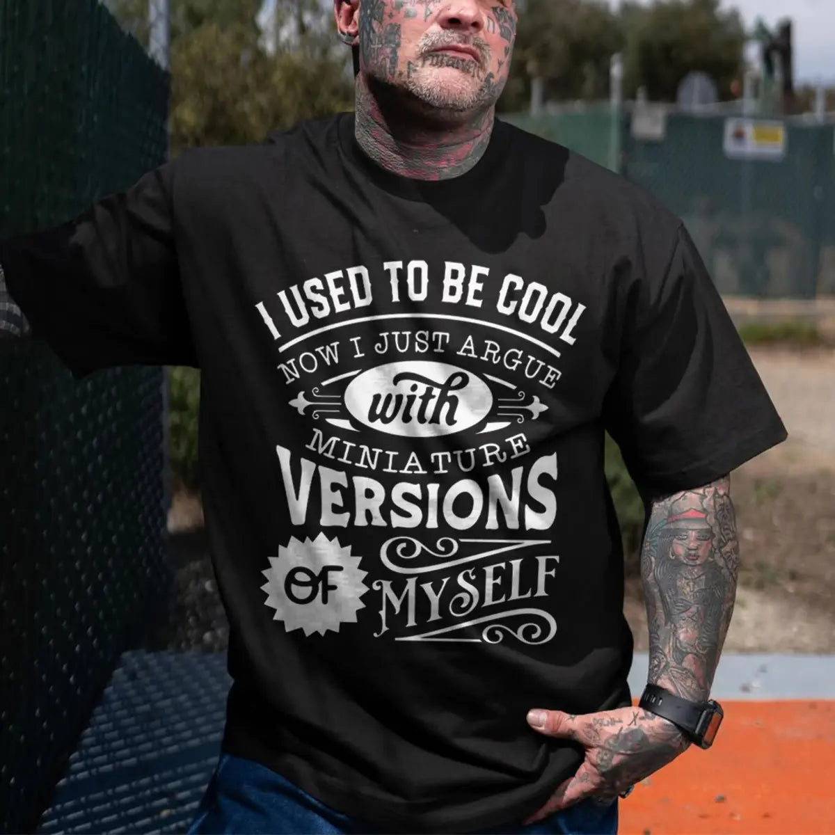 I Used To Be Cool Now Just Argue With Miniature Printed Oversized Unisex T-shirts