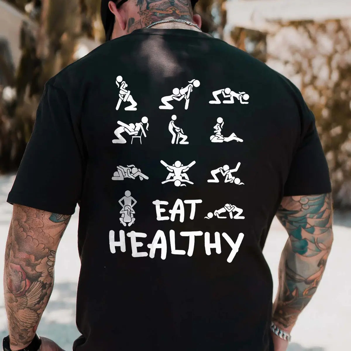 Funny Eat Healthy Printed Men's T-Shirt