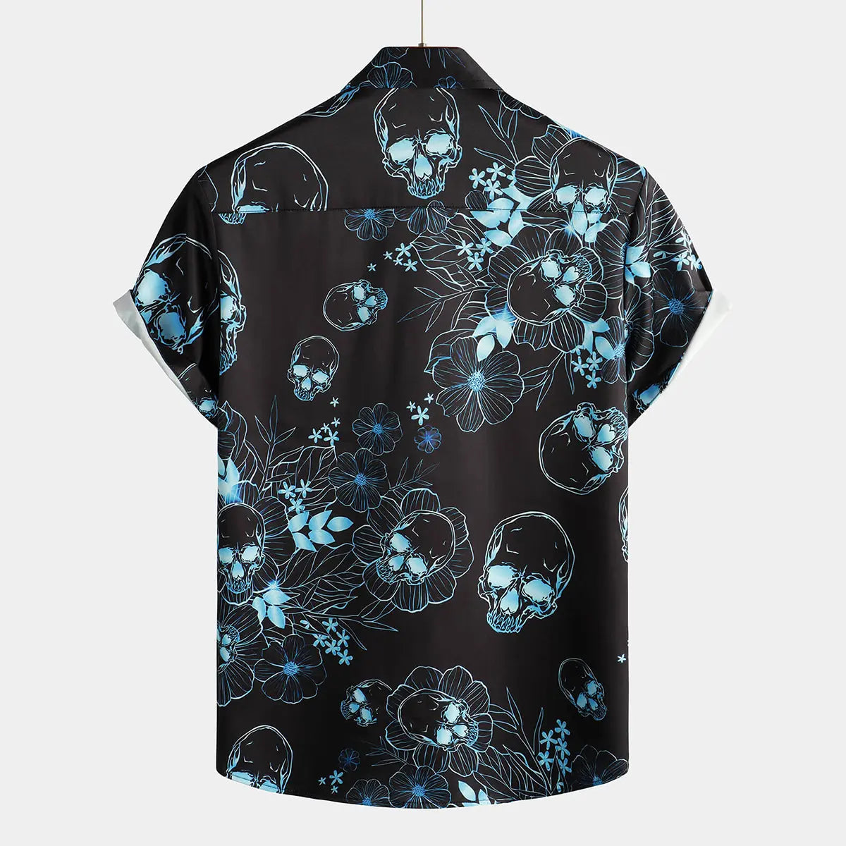 Summer Floral Skulls Short Sleeve Button-Up Men's Shirt