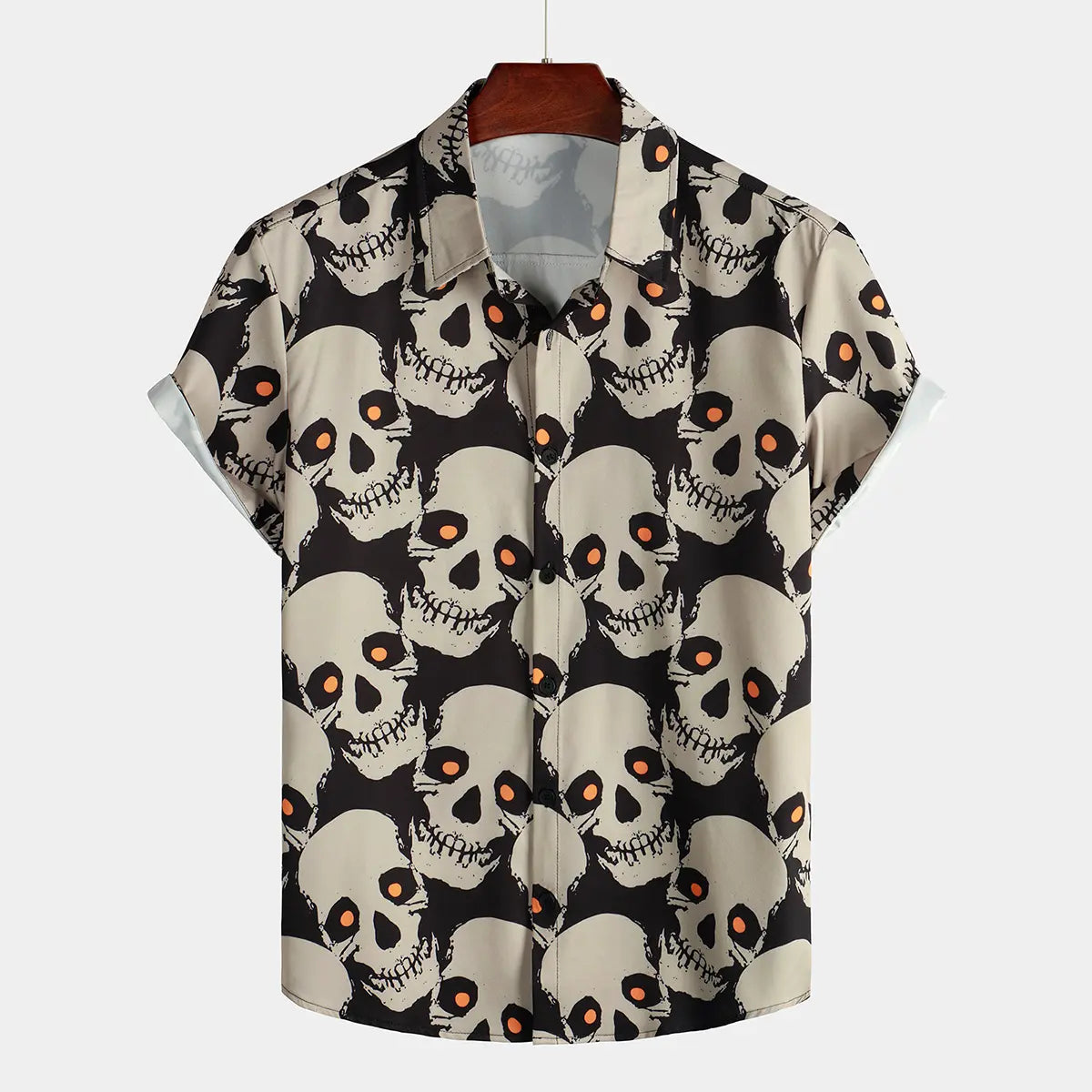 Hawaiian Beach Skulls Short Sleeve Button-Up Men's Shirt