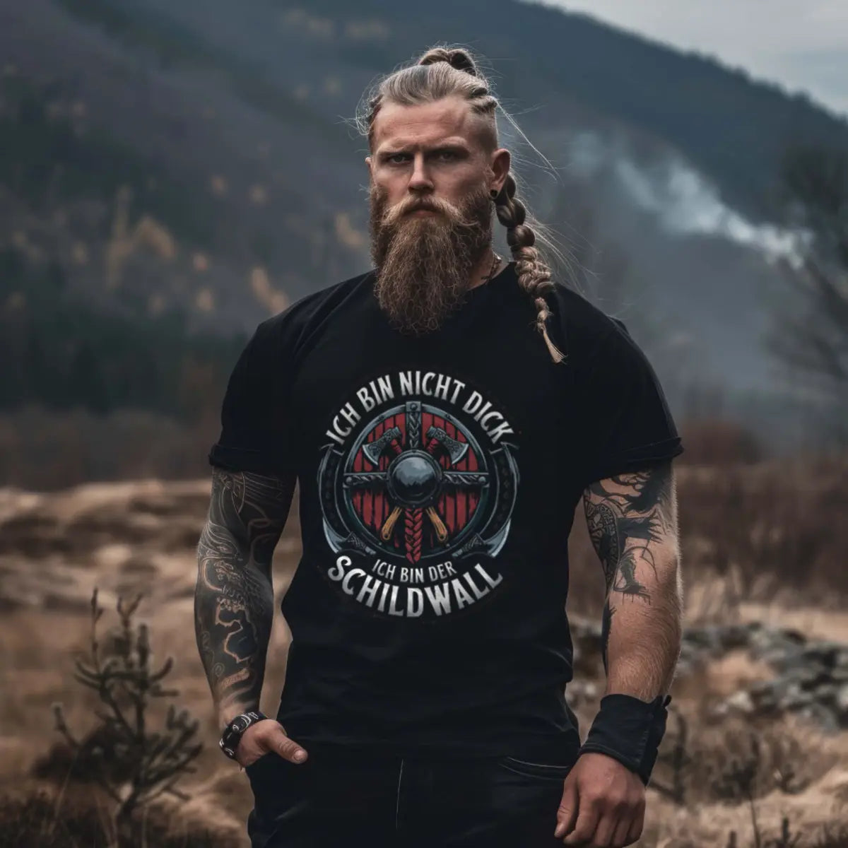 Viking Ich Bin Nicht Dick Schildwall Printed Men's T-shirt