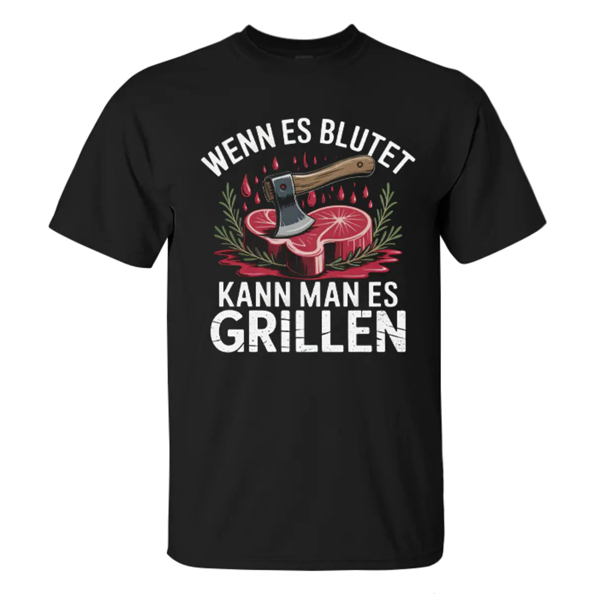 Viking Wenn Es Blutet Kann Man Es Grillen Printed Men's T-shirt