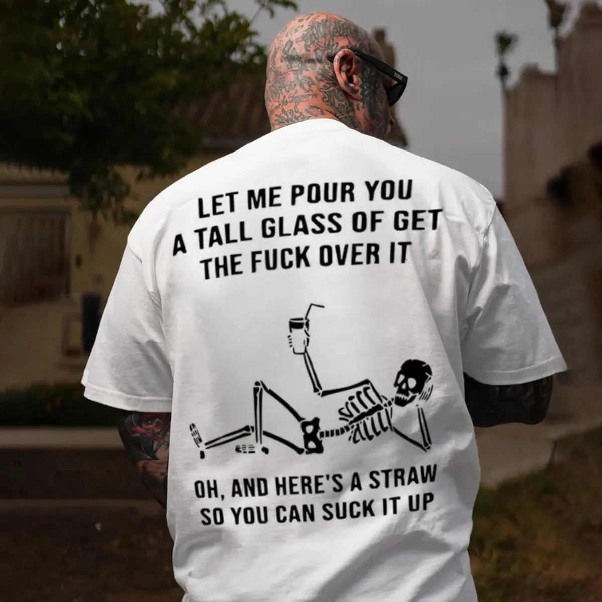 Let Me Pour You A Tall Glass Of Get The F*ck Over It Printed Oversized Unisex T-shirt Image - 3