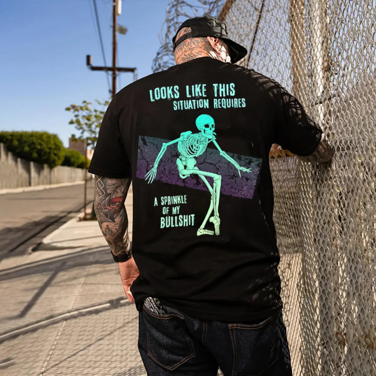 Funny Skeleton Printed Oversized Unisex T-shirt
