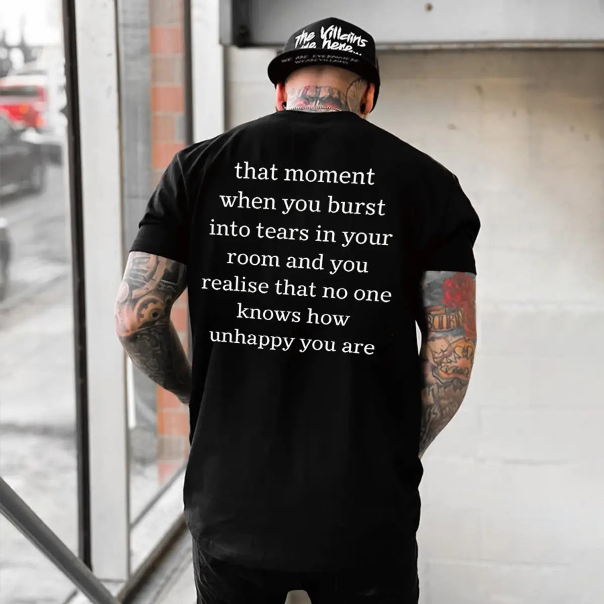 That Moment When You Burst Into Tears In Your Room Printed Oversized Unisex T-shirts Image - 2