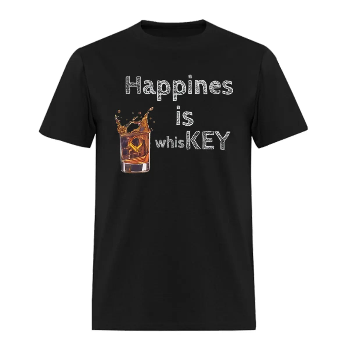 Happiness Is Whiskey Printed Oversized Unisex T-shirts Image - 2