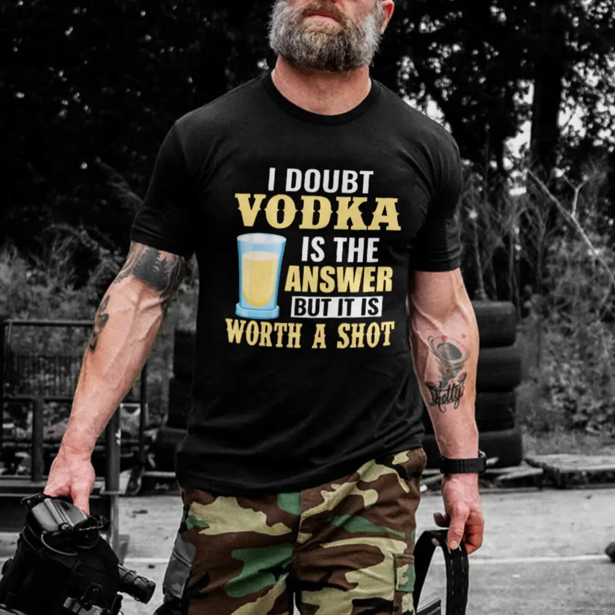 I Doubt Vodka Is The Answer But It Is Worth A Shot Printed Oversized Unisex T-shirts Image - 1
