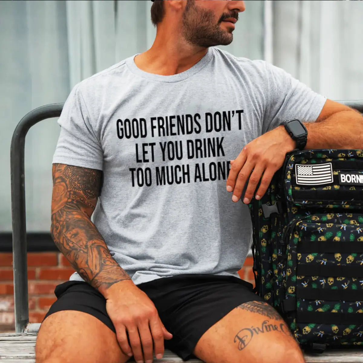 Good Friends Don't Let You Drink Too Much Alone Printed Oversized Unisex T-shirts Image - 1