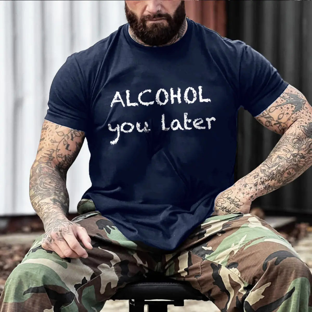 Alcohol You Later Printed Oversized Unisex T-shirts Image - 2
