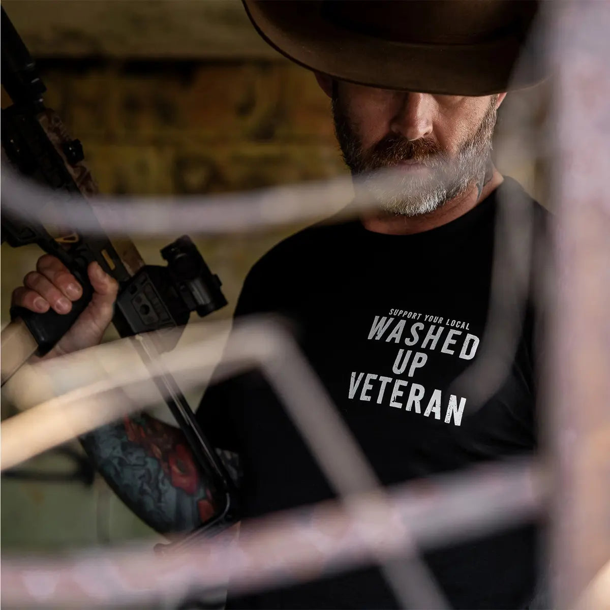 Support Your Local Washed Up Veteran Printed Oversized Unisex T-shirt